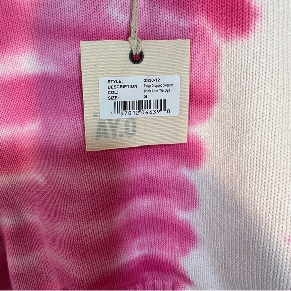 SER.O.YA Revolve Page Cropped Sweater in Pink Line Tie Dye Sz S - Picture 11 of 13